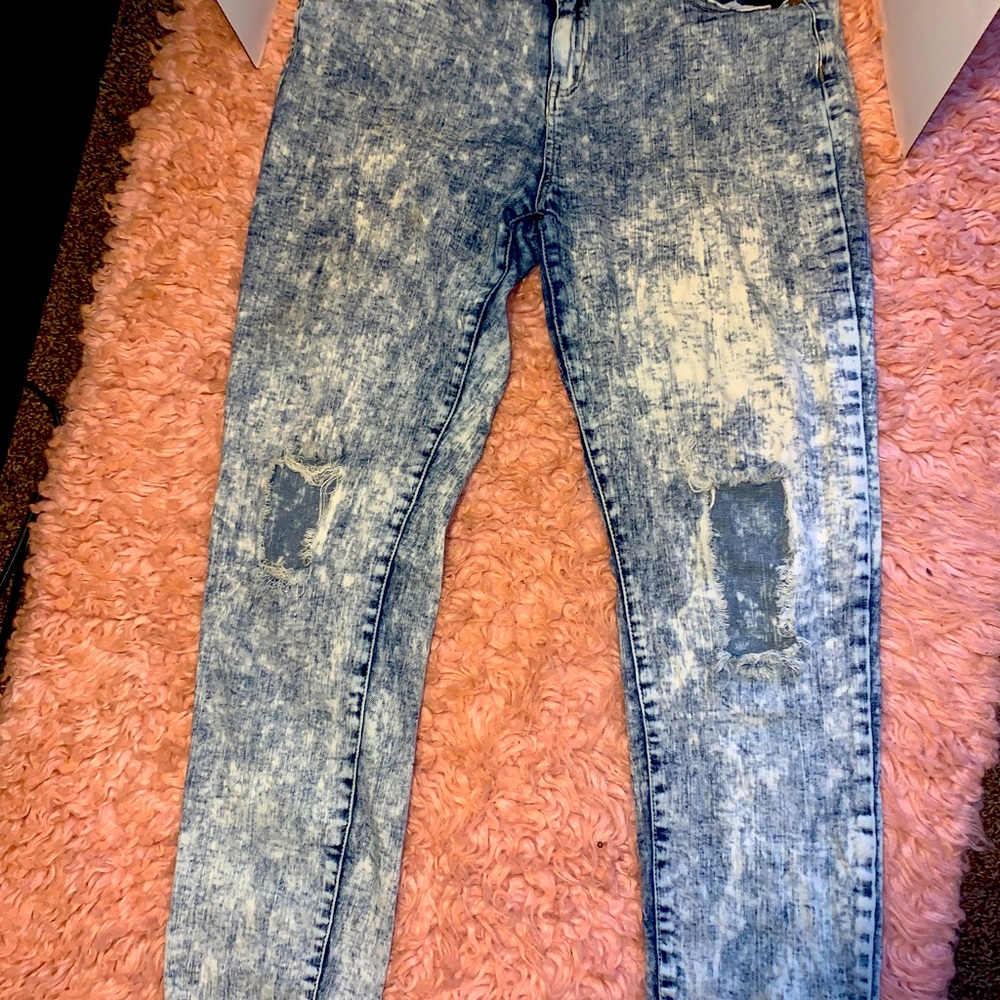 Acid Washed Distressed Jeans